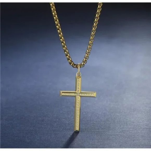 New Crucifix Cross Pendant Long Necklace Fine Jewelry For Men - Picture 3 of 7